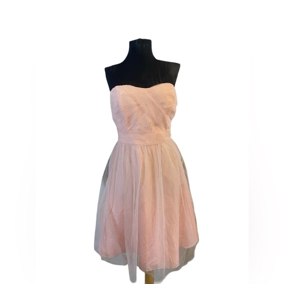 David’s Bridal Light Pink Chiffon Midi Dress Gown - Picture 6 of 16